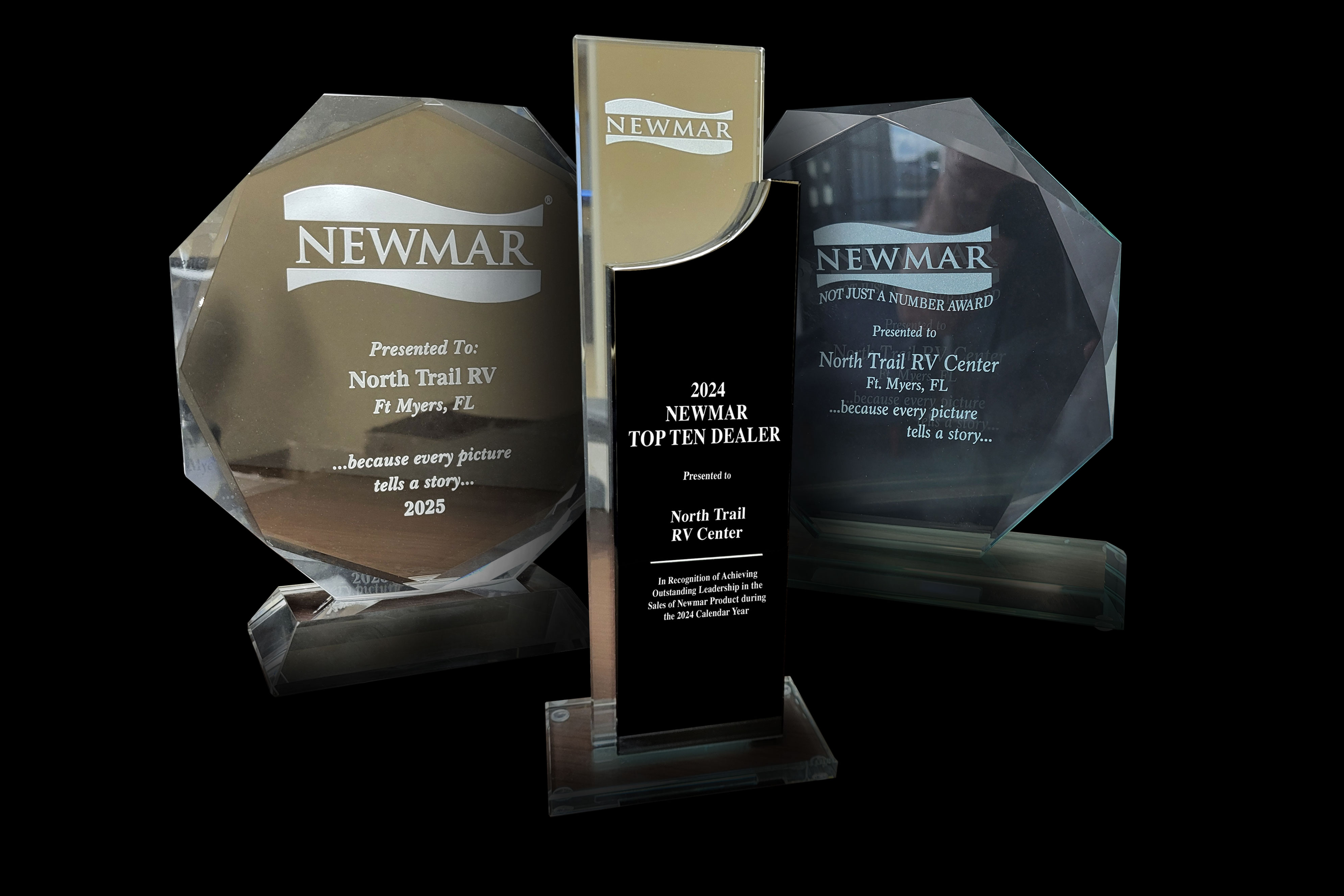 Newmar's Top 10 Dealers Sales Award and The Not Just A Number Awards.