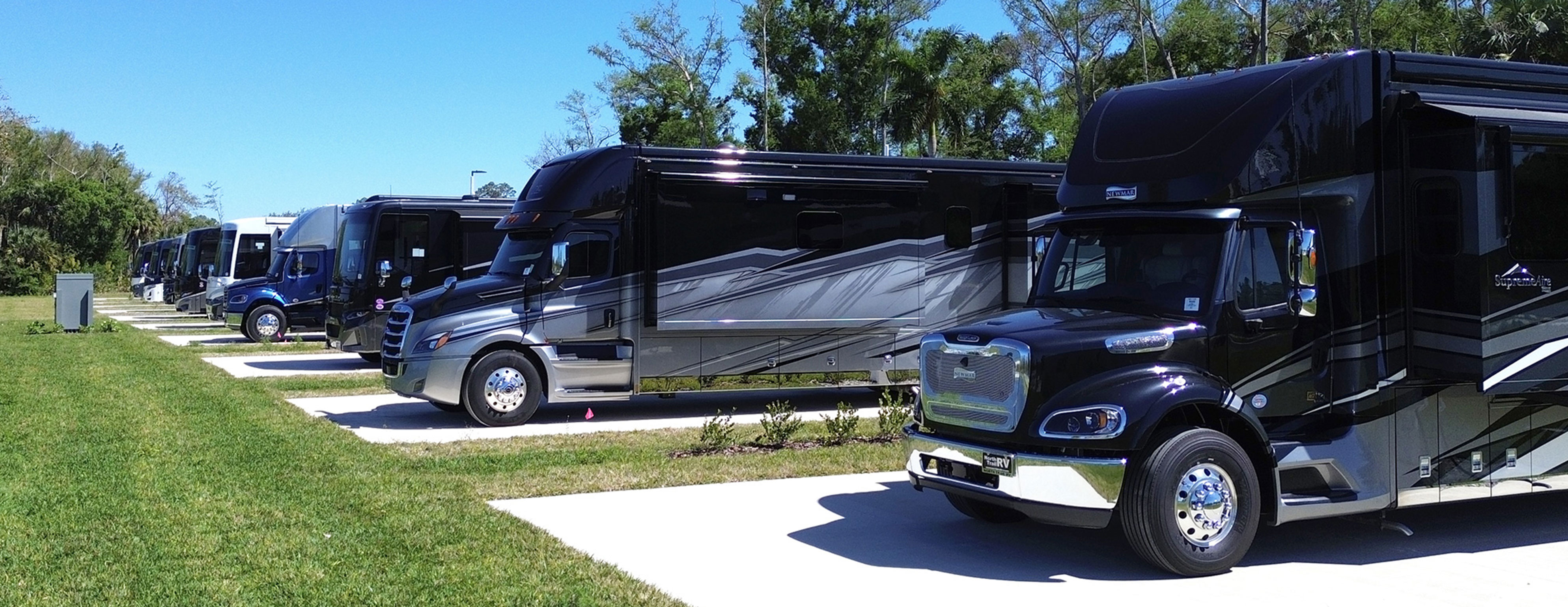 Complete 2027 Newmar lineup including King Aire, Essex, London Aire, Mountain Aire, New Aire, Dutch Star, Ventana, Northern Star, Canyon Star, Bay Star, Bay Star Sport, Summit Aire, Supreme Aire, Super Star, Grand Star & Freedom Aire